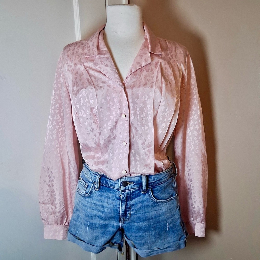 Vintage Pink Leopard Print Women's Blouse/Top -Size 12 -TP60